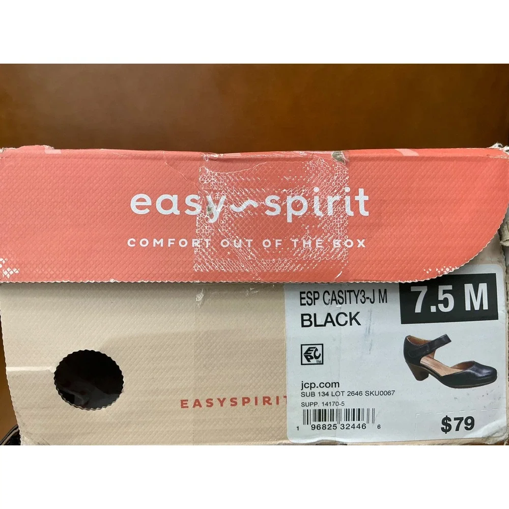 Easy Spirit Casity Mary Jane Heels Womens 7.5 Black Comfort Pump